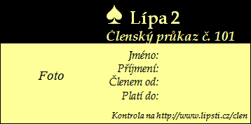 Členský průkaz vzor 2012