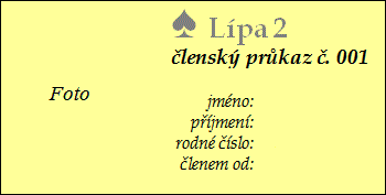 Členský průkaz vzor 2000
