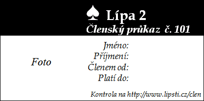 Vzor členského průkazu