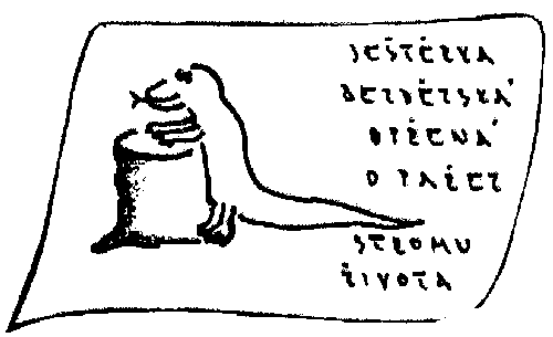 Ještěrka bezdězská opřená o pařez stromu života